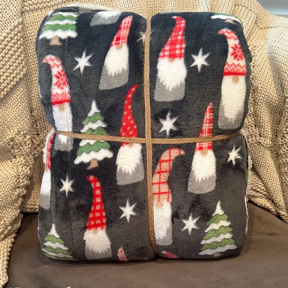 Festive Gnome Holiday Throw Blanket